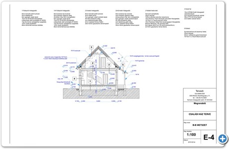B-B metszet  terve M=100-1