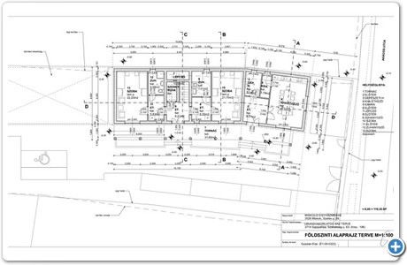 E-1m Foldszinti alaprajz terve M=100-1